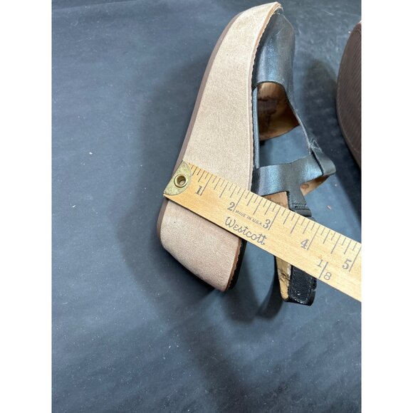 Clarks Womens Leather Black Wedge Sandals US 9 Comfortable Cushioned Sole - Picture 8 of 10